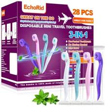 Mini Disposable Toothbrush, Pre-Pasted Toothbrushes With Toothpaste And Toothpick For Travel - Fluoride Free, No Rinsing Needed, Mint Flavor, Fresh Breath Anywhere Anytime - 28 Ct - Gói 28 cái/1 - Xem 8