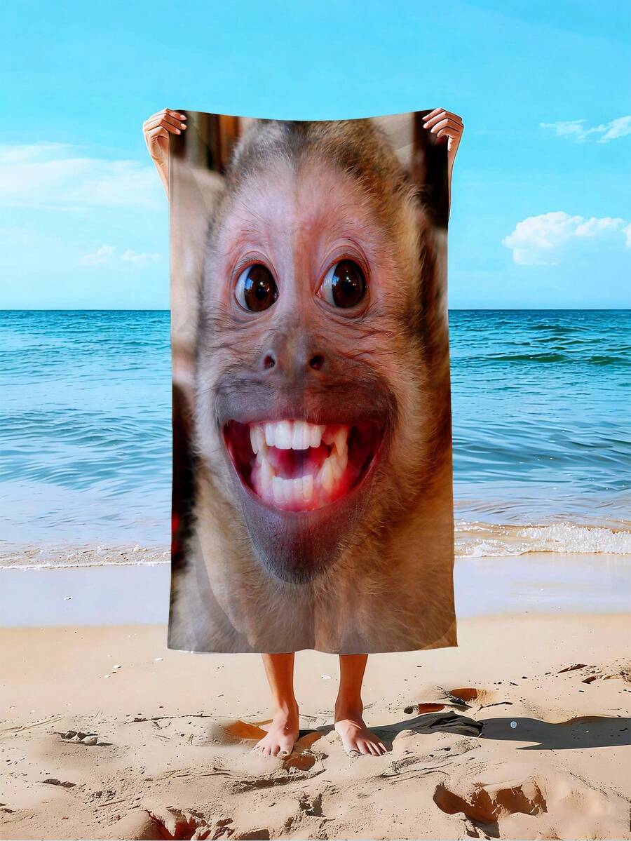 1件/套大尺寸趣味大笑猴子海灘巾,90cm X 180cm - 多種尺寸可選,可愛俏皮動物設計家居用品,超柔軟吸水快乾超細纖維材質,浴室配件,輕便便攜,防風/防曬/防沙,泳池、海灘必備,夏季旅行/度假女性海灘配件,適用於浴室、游泳、健身、瑜伽、露營,男女通用,戶外單身派對用品,返校必備,畢業禮物,婚禮配件,伴娘禮物,父親節禮物,給她的禮物 - 齜牙猴子 - 查看 1