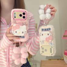 Phone Case: 3-In-1 Sanrio Plush Case Compatible With 17 Air 16 15 14 13 12 Pro Max Plus, Cute Pink Fluffy Cover With Camera Ls Stand & 2 Scre Protectors, Kawaii Y2K Aesthetic. Holiday Accessories. Valentine's Day Gift Giving Yellow Cute Phone Cases Mag  Case Customizable Things Silicone Phone Case Care Bear  Phone Case Summer Phone Case Custom Phone Case 13 Phone Cases Cheetah Print Phone Case Phone Case Gifts For Women Case - 粉紅色手鍊 - 查看 1