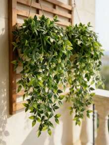 Artificial Plants, Hanging Potted Plants, Wall Hanging Shelf Decor, For Indoor, Outdoor, Living Room Shelf Decor, Home Decor, Room Decor, Garden Decoration, Wall Decoration - Green - View 8