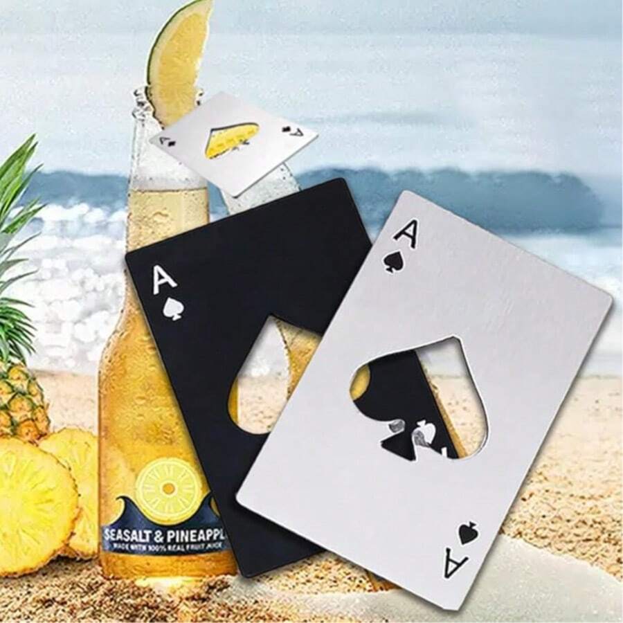 2pcs Ace Of Spades Can Opener, Credit Card Size, Playing Card Size, Portable Stainless Steel Can Opener, Suitable For Bridal Showers, Home Decor, Graduation Gifts, Birthday Parties, Room Decor.Halloween Decorations And Small Gifts Kitchen Accessories