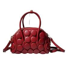 Nouveau sac à main pour femmes 2026 : sac cylindrique, sac fait main avec boutons, sac à bandoulière et sac croisé classique et polyvalent, sac à main oreiller. - Noir 25*15*18 - Voir 6