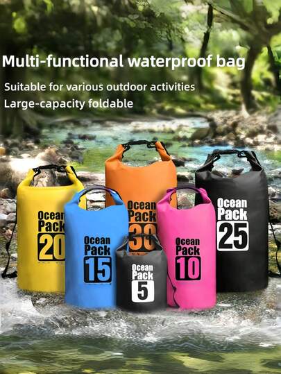 1pc Women's Latest Crossbody Bag, 2L/5L/10L/15L Capacity, PVC Outdoor Sports Camouflage Waterproof Bag, Multi-Functional Waterproof Pouch, Swimming Portable Rafting Bag, Outdoor Sports Waterproof Bag, Hot-Selling Cross-Border One Shoulder Bag, Large Capacity Outdoor Waterproof Backpack For Diving, Rafting, Swimming, Beach, Hiking Ladies Elegant Shoulder Bag