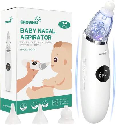 Nasal Aspirator For Baby|Nose Sucker| Electric Nose Suction For Toddler, Ergonomic Booger Sucker With 3 Silicone Tips, Music & Light Soothing Function