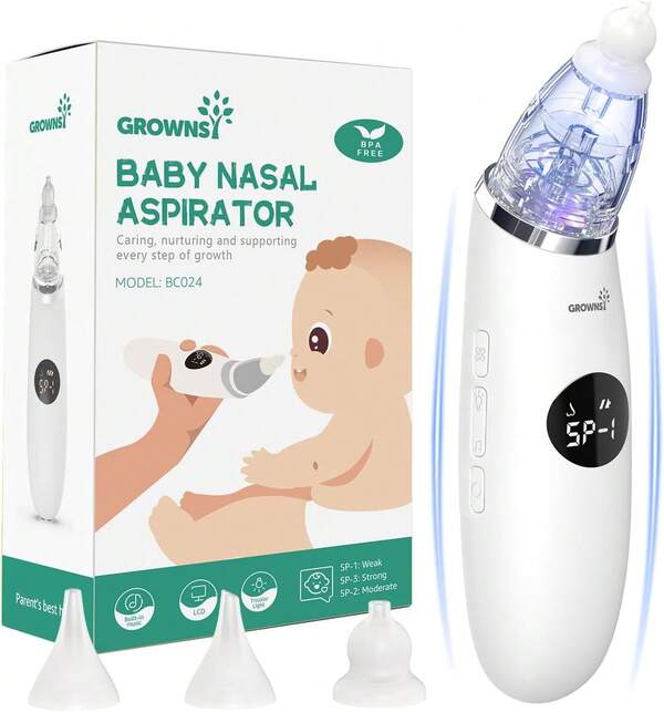 Nasal Aspirator For Baby|Nose Sucker| Electric Nose Suction For Toddler, Ergonomic Booger Sucker With 3 Silicone Tips, Music & Light Soothing Function