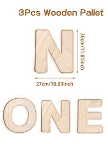 3件組木製「ONE」字母托盤套組，1歲生日派對裝飾，桌面裝飾，生日裝飾，嬰兒洗禮派對伴手禮，1歲生日派對裝飾，桌上中心裝飾，性別揭曉派對用品，嬰兒洗禮派對禮物，桌面裝飾，派對伴手禮 - 原木色-ONE - 查看 12