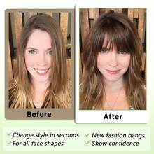 Synthetic Fiber French Bangs Clip-In Hair Piece, Lightweight Front Hair Extensions With Sideburns, For Women, Pure Black, Halloween - Multicolor - View 8
