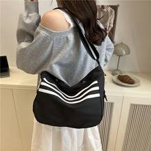 Bolso de Cuero Genuino para Mujer, Elegante Bolso de Mano y de Hombro para Oficina, Citas y Fiestas. Nuevo Estilo Japonés 2026, Casual, de Nailon, Gran Capacidad, Moderno, Simple, Deportivo, a la Moda, Bolso Bandolera para Mujer. - Caqui - Ver 6