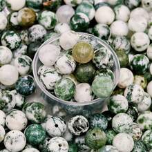 8mm Perle di agata naturale con motivo a grana di legno, forniture per la realizzazione di gioielli fai-da-te, perle rotonde - verde bianco - Visualizzare 3