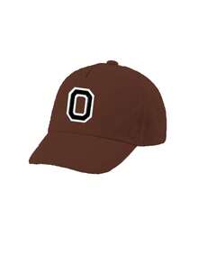 1Pc Kids Coffee Brown Baseball Cap With Letter A-Z Patch Gold Outline, Sun Protection Adjustable Hat For Ages 1-3Y - Brown - View 7