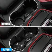 2pcs Bling Rhinestone Bow Car Cup Holder Coasters Anti Slip Spill Proof Automotive Insert Mats Universal Fit Silver - Silver - View 4