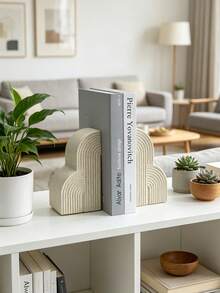 Resin Bookend Decor, Suitable For Heavy Books - Aesthetic Bohemian Style, White Decorative Bookend, Suitable For Bookshelves, Office Bohemian Decor, Home Decor Or Library Decor - A - View 6