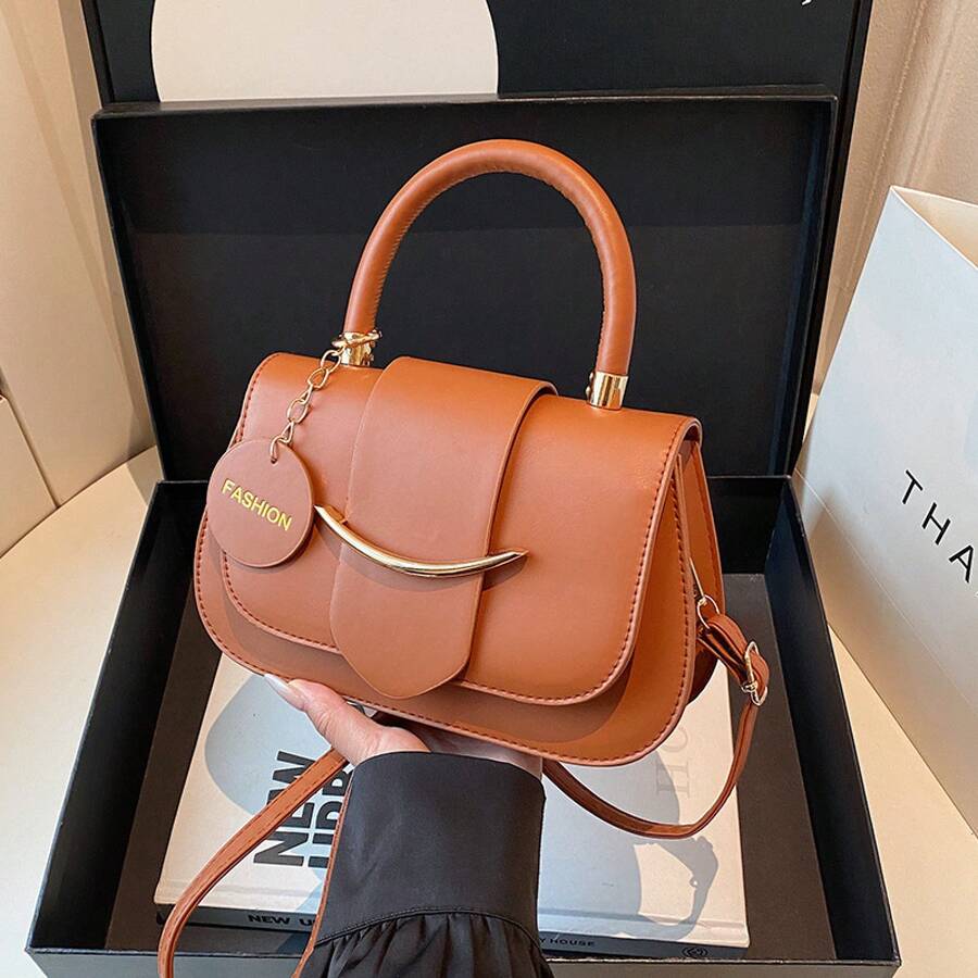 Bolso de cuero genuino para mujer, elegante bolso de mano y de hombro para oficina, citas y fiestas. Diseño único, color sólido, versátil, personalizado, bolso cuadrado pequeño y sencillo para mujer, con un toque de alta gama, adecuado para ir al trabajo y de compras, bolso cruzado. - Blanco - Ver 1