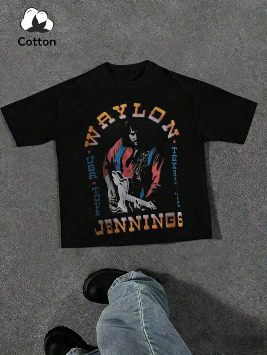 Men's Jukebox Favorites Graphic Tees Gym Clothes Men Camping Clothes Going Out Top Graphic T Shirt - Black - View 1