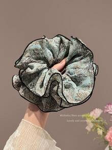 1/2PCS Premium Vintage Print 4-Layer Scrunchie Hair Tie For Women, 2026 New Style Hair Rope For Ponytail And Bun Hair Accessory Elastics Rubber Bands - Multicolor - View 6