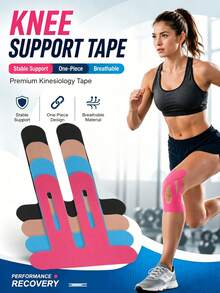 Pre-Cut Knee Support Athletic Tape, Knee Support & Stability, Waterproof, Sweat-Resistant, Breathable, Hypoallergenic, Latex-Free Elastic Sports Tape, Suitable For Active Sports - Multicolor - View 5