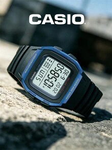 CASIO Sports Daily Essential 中性藍色樹脂數位手錶，50米防水腕錶，多功能計時 W-96H-2A - 藍色 - View 3