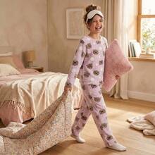 Children's Plush Teddy Pajamas For Winter, Cold Weather, Closed, Nerd Bear - 杏色 - 查看 2