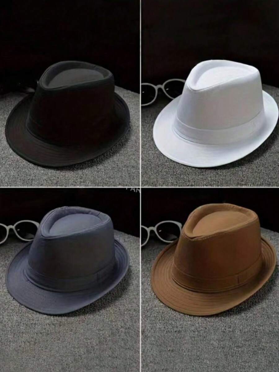 1 Unisex Y2K Style Jazz Solid Color Small Fedora Outdoor Sun Protection Hat Suitable For Outdoor Sports Sunshade Daily Commute - Solid Color - View 1