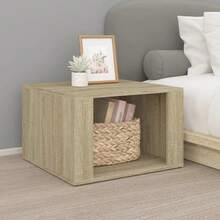 vidaXL Table de chevet avec 2 tiroirs et 2 compartiments, table d'appoint pour chambre, console de nuit, en bois composite chêne clair kaki - chêne clair kaki - Voir 8