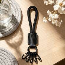 Handmade Cowhide Leather Short Keychain With 5 Colorful Keychain,Car Key Chain Accessories,Keychains For Women And Men - Multicolor - View 3