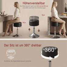 Devoko Height-Adjustable Swivel Stool, Black PU Leather Vanity Stool With Footrest, 360° Bar Stool For Salon, Dining Room And Living Room - Black - View 5