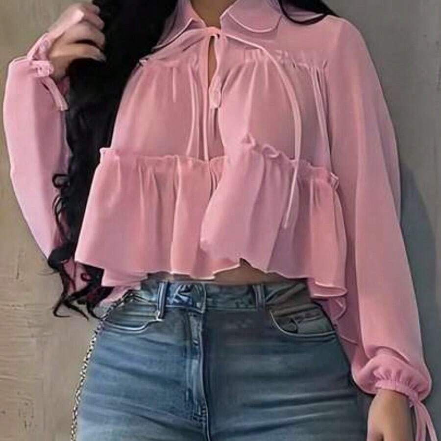 Women Blouses & Shirts - 玫瑰 - 查看 1