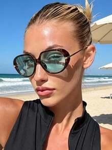 SeeBand Fashion Aviator For Women And Men, Retro Oversized Round Glasses, Retro Shield Large Frame Fashion Glasses, European And American Style Fashion Glasses, Outdoor Travel And Street Style Accessories, Fashion Glasses For Women, Autumn/Winter Clothing, Beach Accessories, Retro Y2K Basic Business Casual Gift - Multicolor - View 3