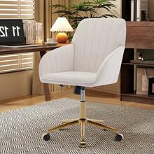 Height-Adjustable Swivel Office Chair For Home And Bedroom, Ergonomic Swivel Chair With Backrest, Suitable For Long Periods Of Sitting. - White - View 8