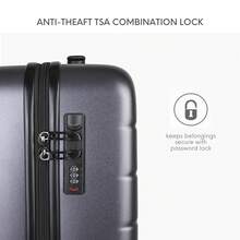 JLY ABS+PC Hard Shell Suitcase With TSA Lock, 20/24/28 Inch Size Options, 360° Spinner Wheels, Telescopic Handle, Textured Travel Luggage - Dark Grey - View 7
