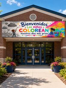 1pc Spanish Back To School Banner Decoration, Colorful Classroom Welcome Sign, Rainbow Art Theme Educational Wall Banner, Inspirational Spanish Teacher Classroom Decor - Multicolor - View 7