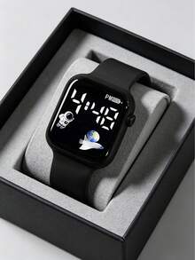 2pcs/Set Fashionable Astronaut Pattern LED Square Digital Sports Watch With Football Bracelet, Displays Date And Time, Suitable As Birthday Or Back To School Gift For Teenagers - Multicolor - View 8