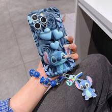 Disney Has Authorized, Phone Case - Chain Set, The Stitch Lilo & Stitch 3D Phone Case Plus A Silicone 3D Stitch Bracelet With Metallic Ring Removable Bracelet, Stitch And Angel Pattern, Compatible With Iphone17/16/15/14/13/12/11/XS/XR/X Plus Pro Max, A Stylish Cartoon Phone Case, The Perfect Gift Choice, Phone Protection, Durable Phone Cover, Great Gift For Friends And Family. - White - View 6