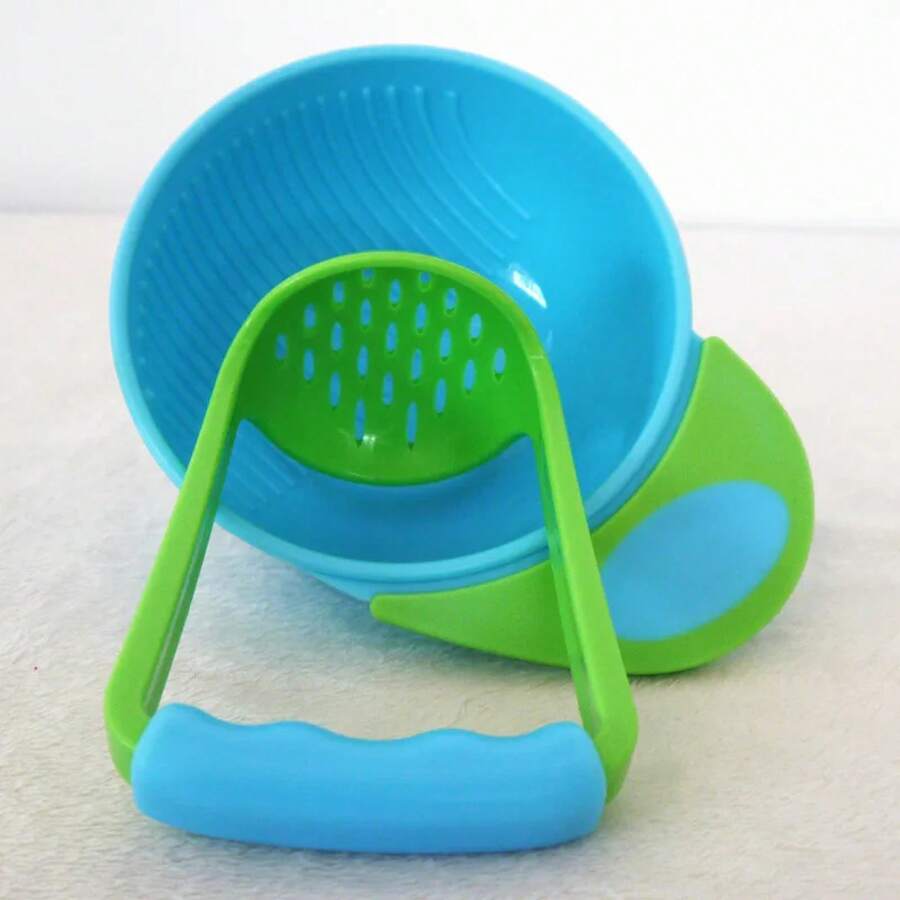Baby Food Preparation Tool Set, Cooking And Mash Container, Food Masher, Baby Fruit And Vegetable Cooking Container. - Blue Baby Food Mills - View 1