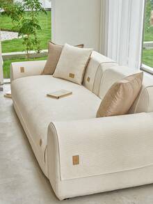 1pc Chenille Bohemian Style Sofa Cover, Pet Friendly Holiday Decor For Indoor & Outdoor, Washable & Fade-Resistant, Suitable For 1/2/3/4 Seater Sofa, Armrest, Cup Holder, Multiple Sizes Available - Beige - View 5