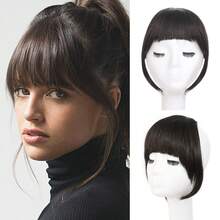 Synthetic Fiber French Bangs Clip-In Hair Piece, Lightweight Front Hair Extensions With Sideburns, For Women, Pure Black, Halloween - Multicolor - View 18
