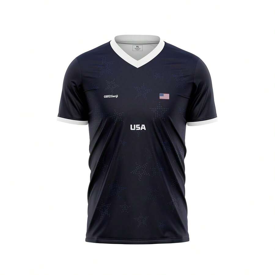 2026 USA-Canadian Cup National Team JerseysGenZGenji USA Football/Soccer Jersey | National Team Supporter's Edition 2026 (V-Neck, White | Blue | Red) - Style - View 1