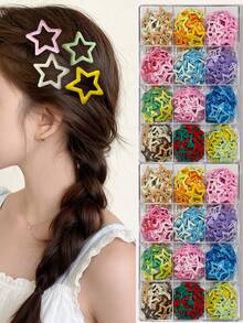 10pcs/30pcs/50pcs/100pcs Y2K Macaron Color Star Hair Clips, Cute Minimalist Five-Pointed Star BB Clips, Versatile Accessories Suitable For Teenage Girls And Women For Daily Wear, Performances, And Photo Shoots,Hair Claws - Apricot - View 2