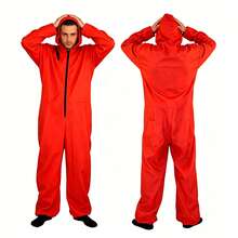 Men's Cosplay Costume Red Hooded Jumpsuit Halloween Anime Performance Outfit (Mask Not Included) - Red - View 5