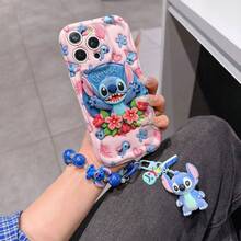 Disney Has Authorized, Phone Case - Chain Set, The Stitch Lilo & Stitch 3D Phone Case Plus A Silicone 3D Stitch Bracelet With Metallic Ring Removable Bracelet, Stitch And Angel Pattern, Compatible With Iphone17/16/15/14/13/12/11/XS/XR/X Plus Pro Max, A Stylish Cartoon Phone Case, The Perfect Gift Choice, Phone Protection, Durable Phone Cover, Great Gift For Friends And Family. - trắng - Xem 5