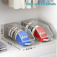 1pc Stackable Hat Rack, Suitable For Baseball Caps, Transparent Hat Rack Holds 12 Hats, Men's Hat Box Display With Cardboard - Multicolor - View 2