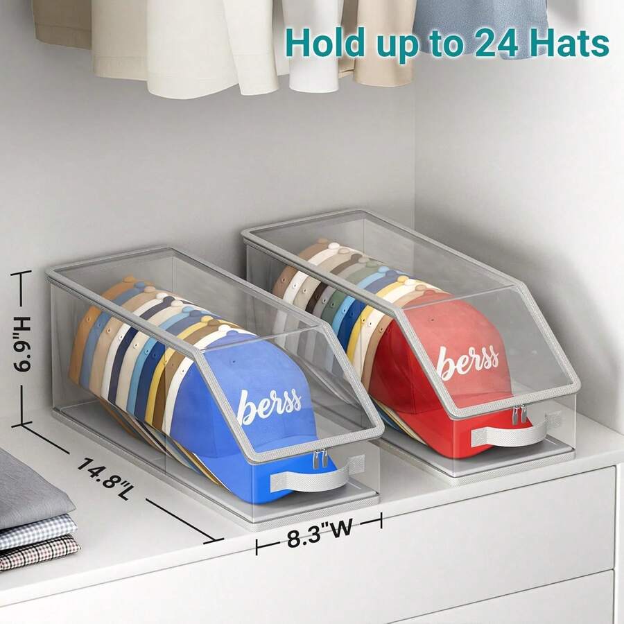 1pc Stackable Hat Rack, Suitable For Baseball Caps, Transparent Hat Rack Holds 12 Hats, Men's Hat Box Display With Cardboard