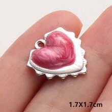 2pcs Rose Red Pearlescent Light Pink Oil Drip Sacred Heart Pendant Jewelry Making Charms 304 Stainless Steel Heart Pendant Sun Chain Flame Heart Pendant Suitable For Necklace Bracelet Earrings Bag Chain Decoration Personalized Vintage Fashion Accessories Enamel Sacred Heart Pendant Handmade DIY Gift Men Women Accessories Jewelry Supplies - Love Heart - View 30