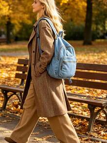 2026 New Minimalist And Versatile Solid Color Corduroy Backpack For Women, Adjustable For Daily Use, School And Travel, Gift - Perunggu - View 2