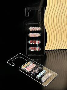 Minimalist Acrylic Nail Polish Display Board With Hooks, Nail Color Card Display, Nail Style Showcase Tool - Multicolor - View 3