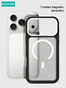 Koolife 1 pieza Funda de teléfono magnética con contraste fluorescente blanco y negro, carcasa protectora antideslizante de PC+TPU, panel trasero transparente mate, compatible con MagSafe, funda de teléfono a prueba de golpes compatible con Apple 17/17pro/17promax - Blanco - Ver 7