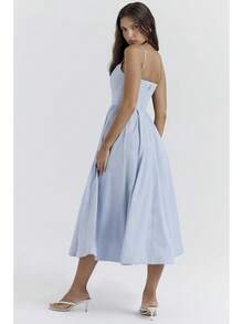 Vestido Largo de Tirantes Finos sin Espalda, y Veraniego para Mujer - Azul - Ver 2