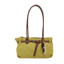 Bolso de cuero genuino para mujer, elegante bolso de mano y de hombro para oficina, citas y fiestas. Bolso bandolera vintage 2026 con acabado mate, elegante para uso diario, gran capacidad, estilo coreano, bolso tote sencillo para ir al trabajo. - Caqui - Ver 7