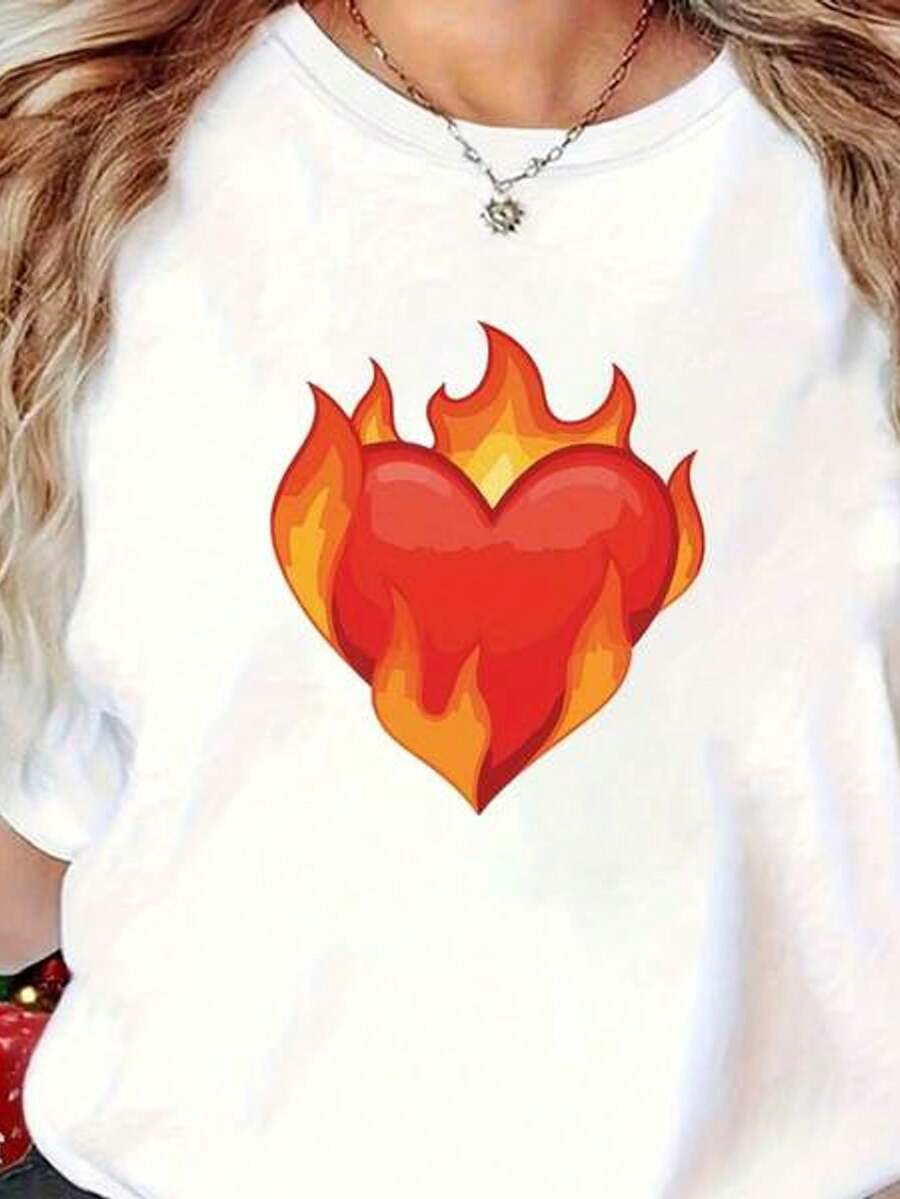 Talla camiseta con un vibrante patrón de corazón