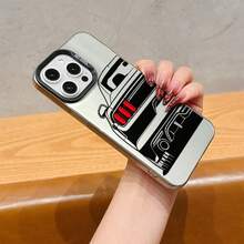 1pc Racing Car Pattern Black & Silver Phone Case Compatible With Apple Phones - Multicolor - View 5